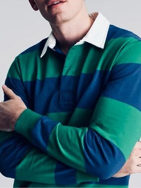 ST. JOHN’S BAY Vintage 
Rugby Shirt, navy and green